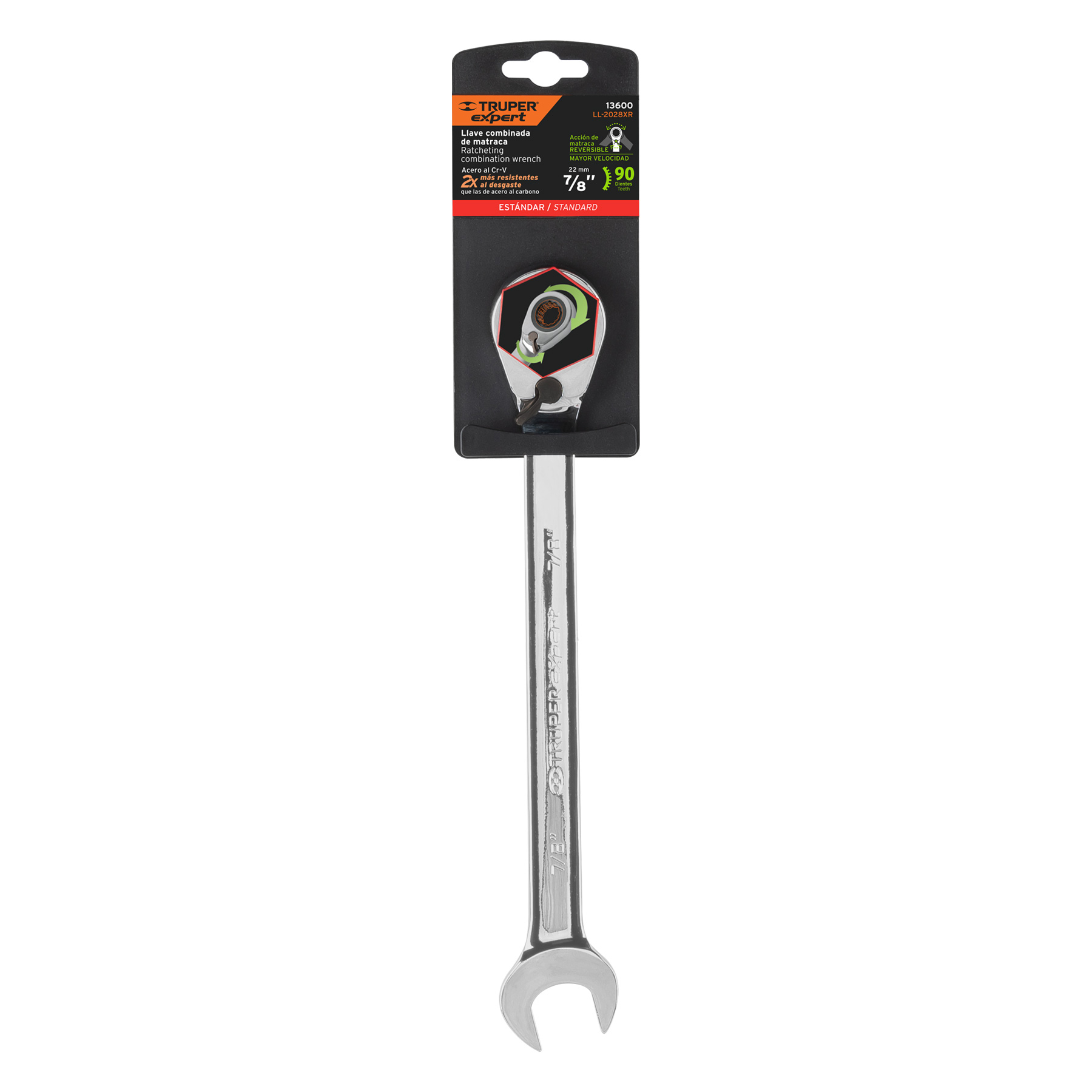 Llave combinada matraca, reversible, 7/8' x 288mm, Truper Ex - LL-2028XR / 13600