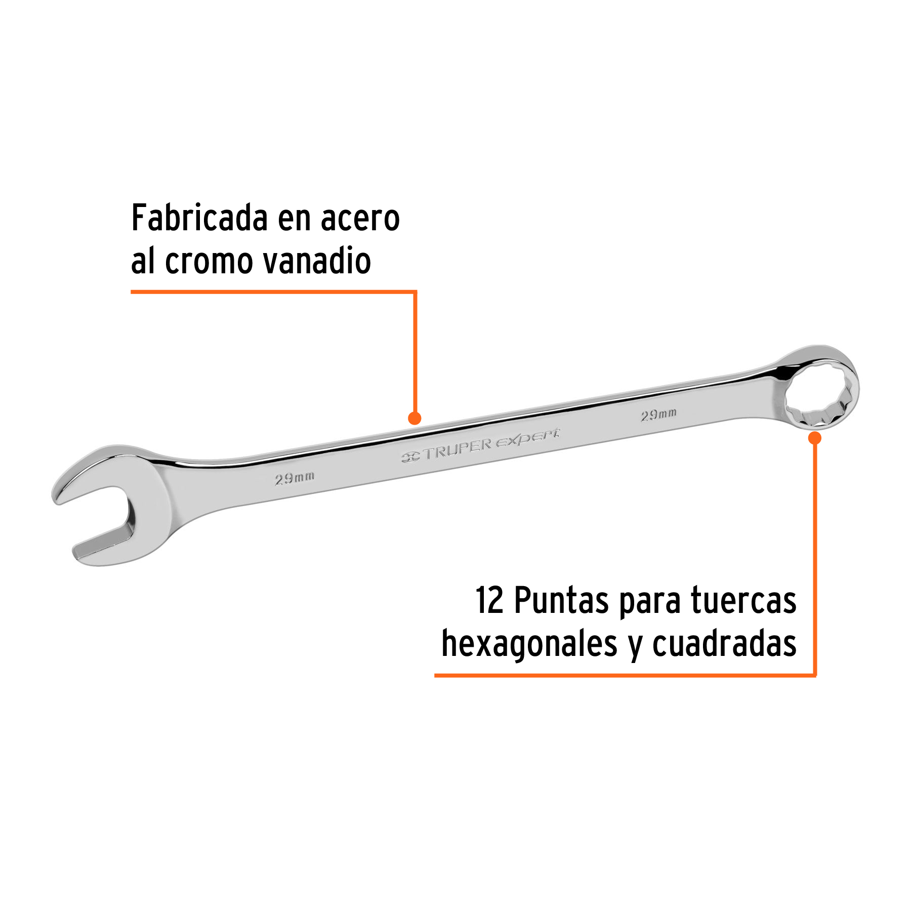 Llave combinada, extralarga, milimétrica, 29 x 390 mm - LL-2029M / 13815