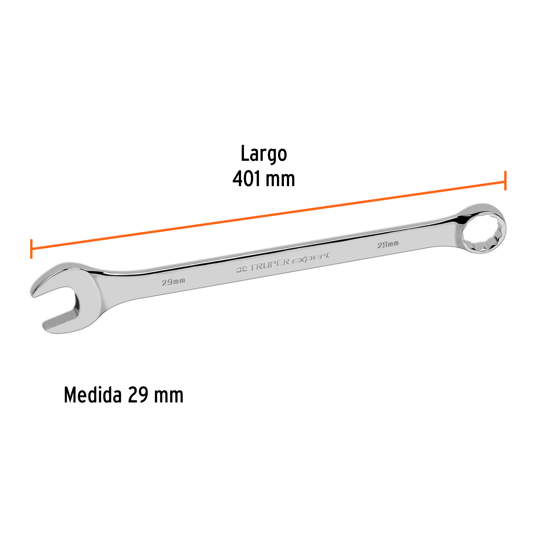 Llave combinada, extralarga, milimétrica, 29 x 390 mm - LL-2029M / 13815