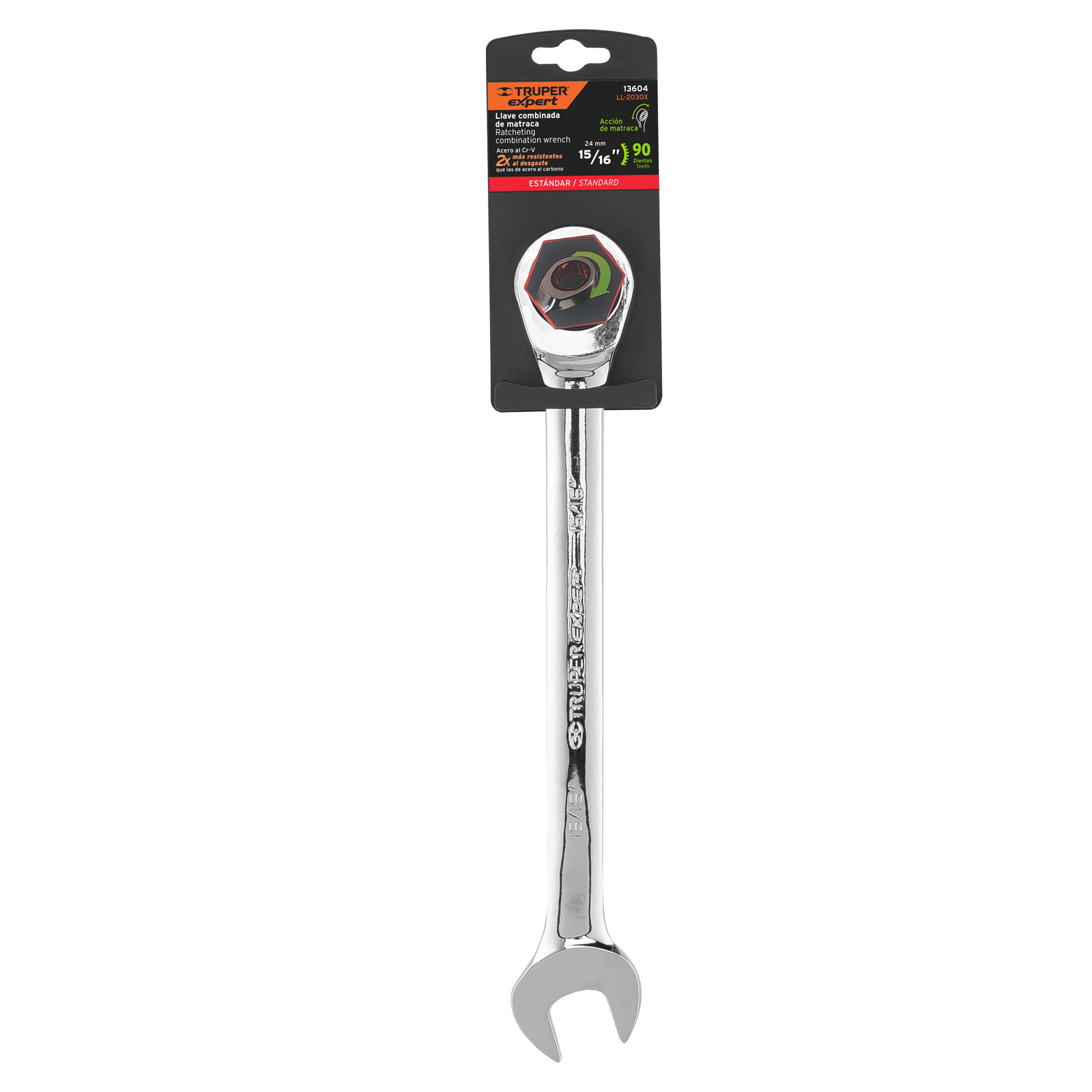 Llave combinada con matraca, 15/16' x 325 mm, Truper Expert - LL-2030X / 13604