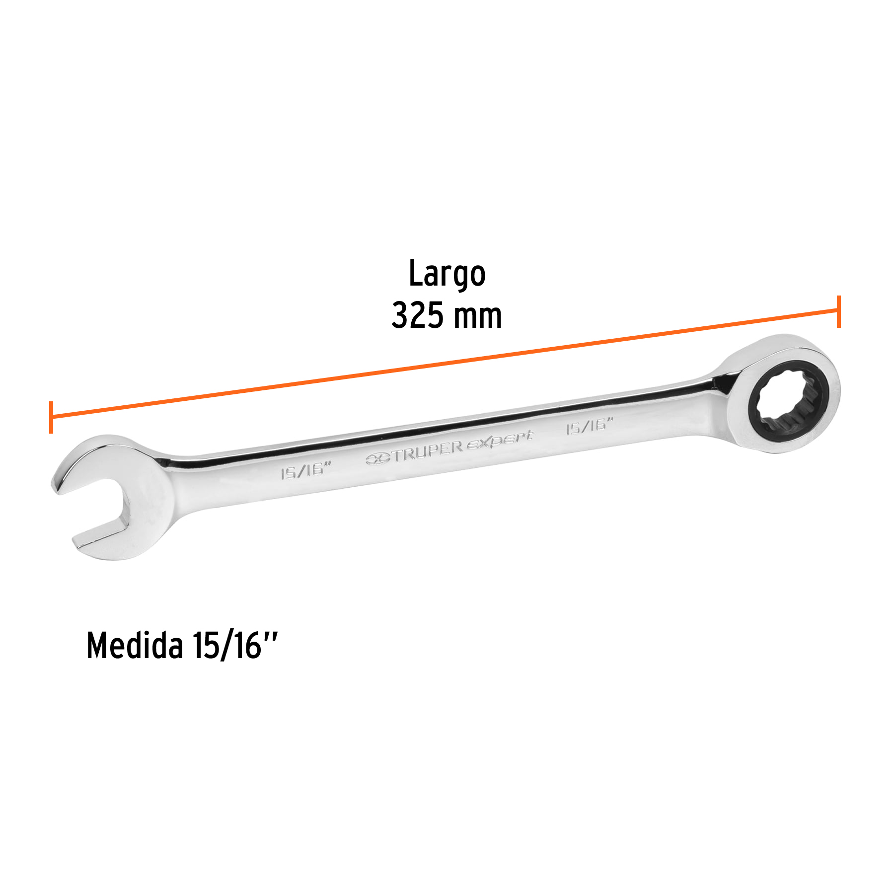 Llave combinada con matraca, 15/16' x 325 mm, Truper Expert - LL-2030X / 13604