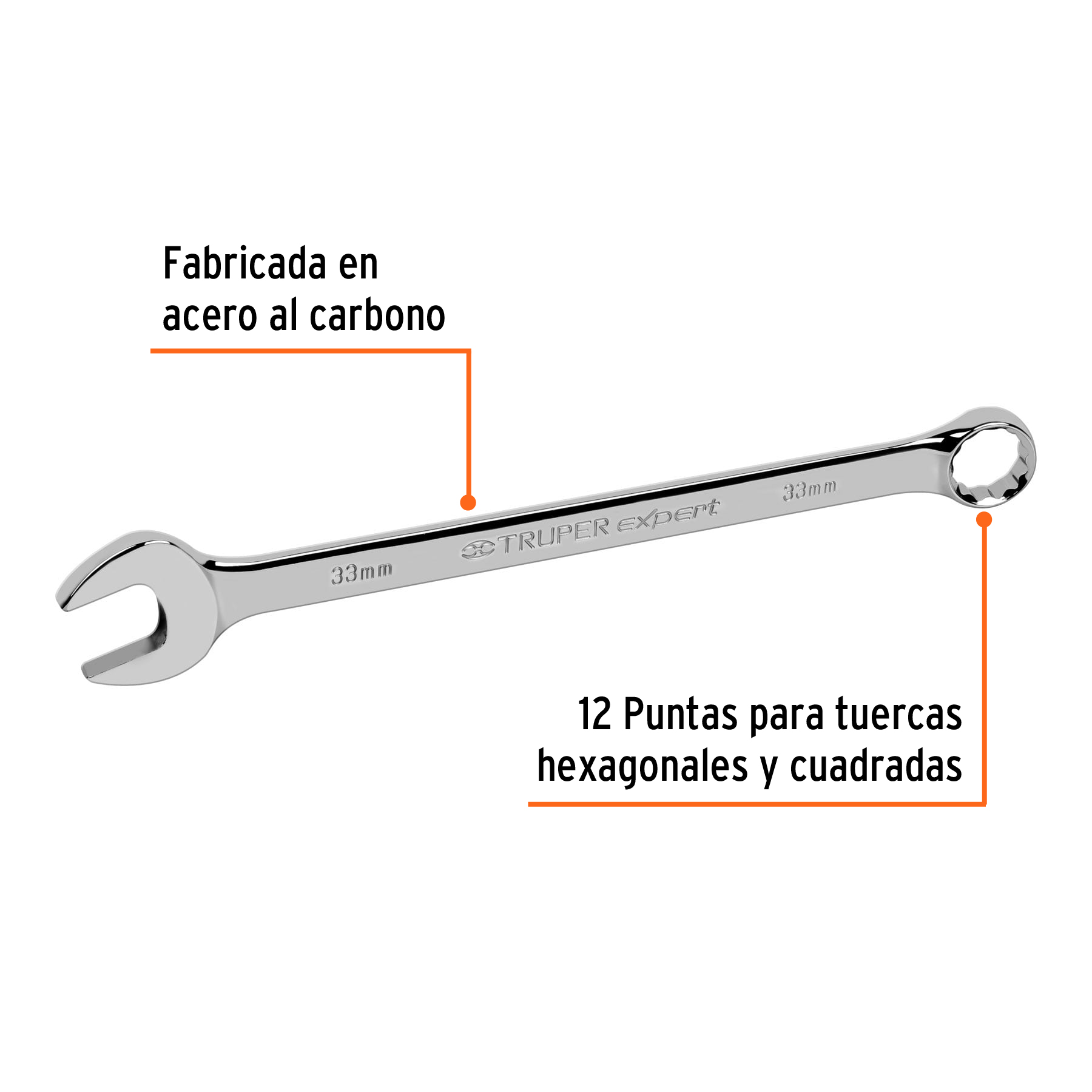 Llave combinada, extralarga, milimétrica, 33 x 470 mm - LL-2033M / 13818