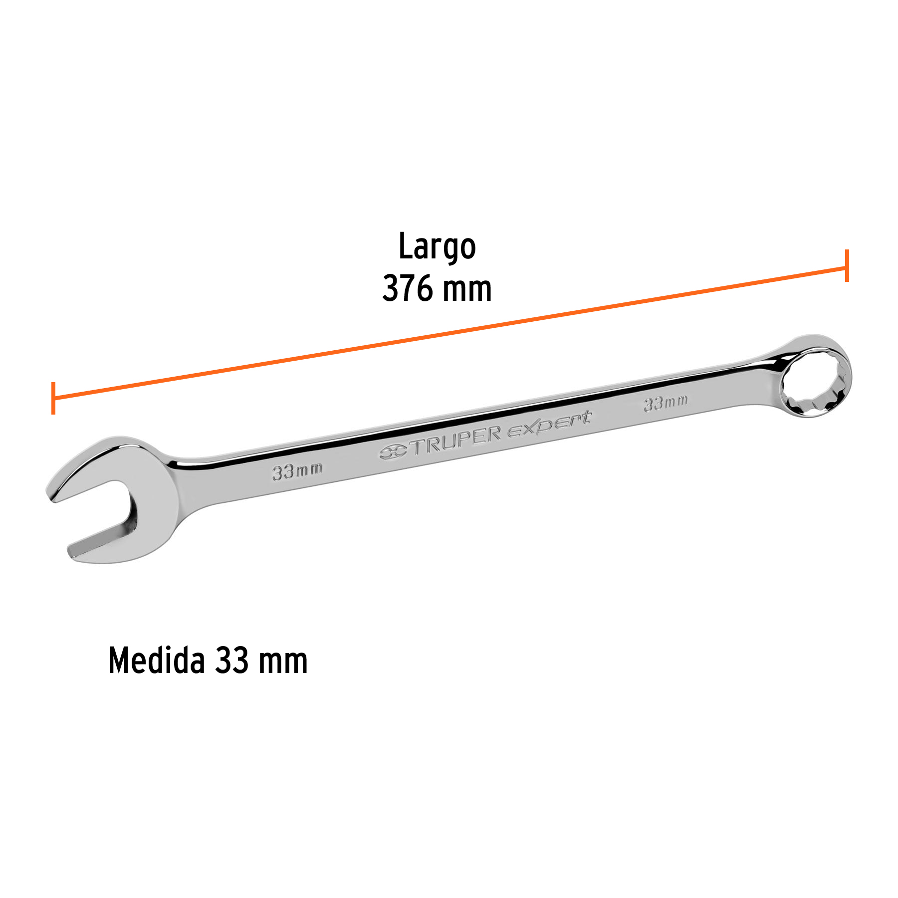 Llave combinada, extralarga, milimétrica, 33 x 470 mm - LL-2033M / 13818