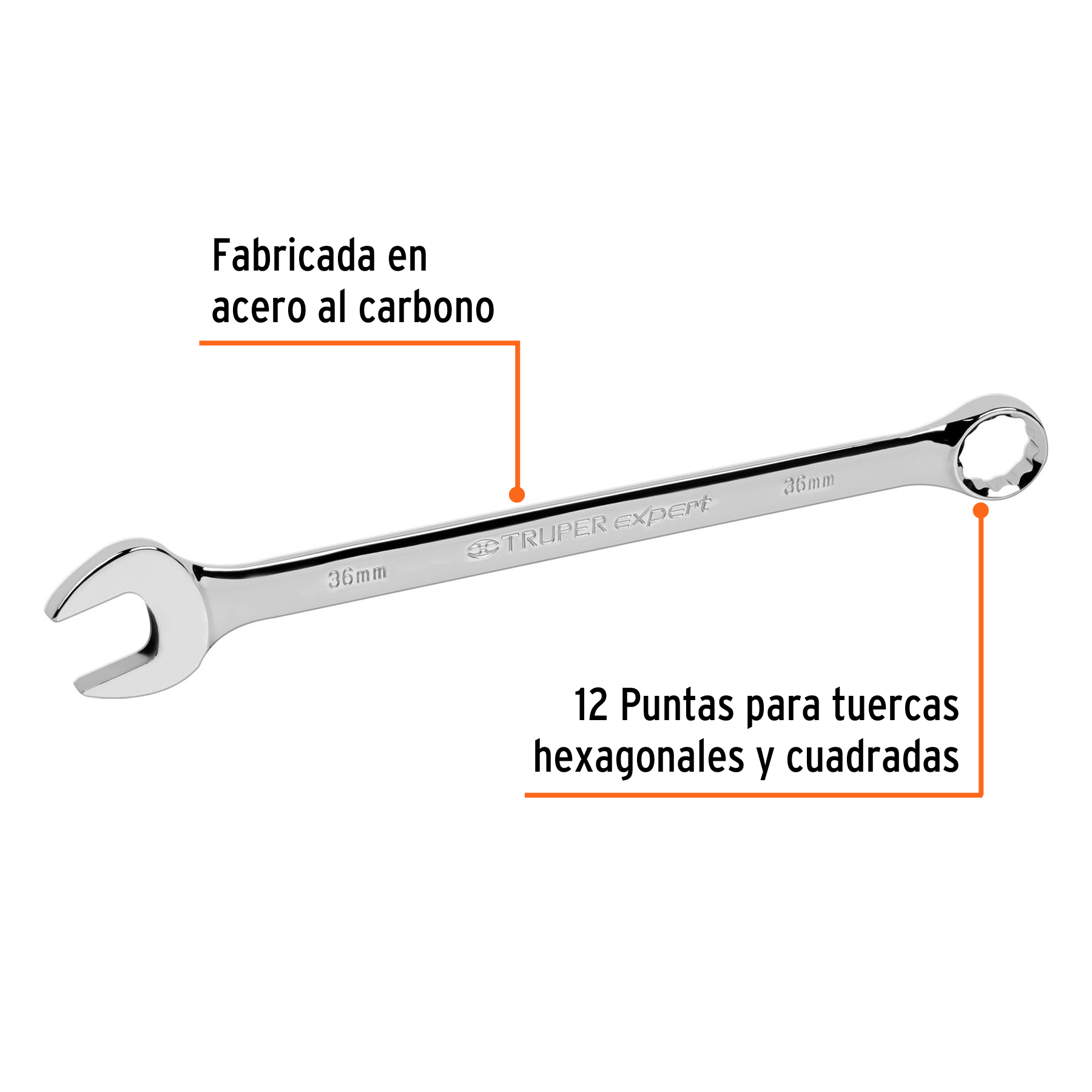 Llave combinada, extralarga, milimétrica, 36 x 505 mm - LL-2036M / 13820
