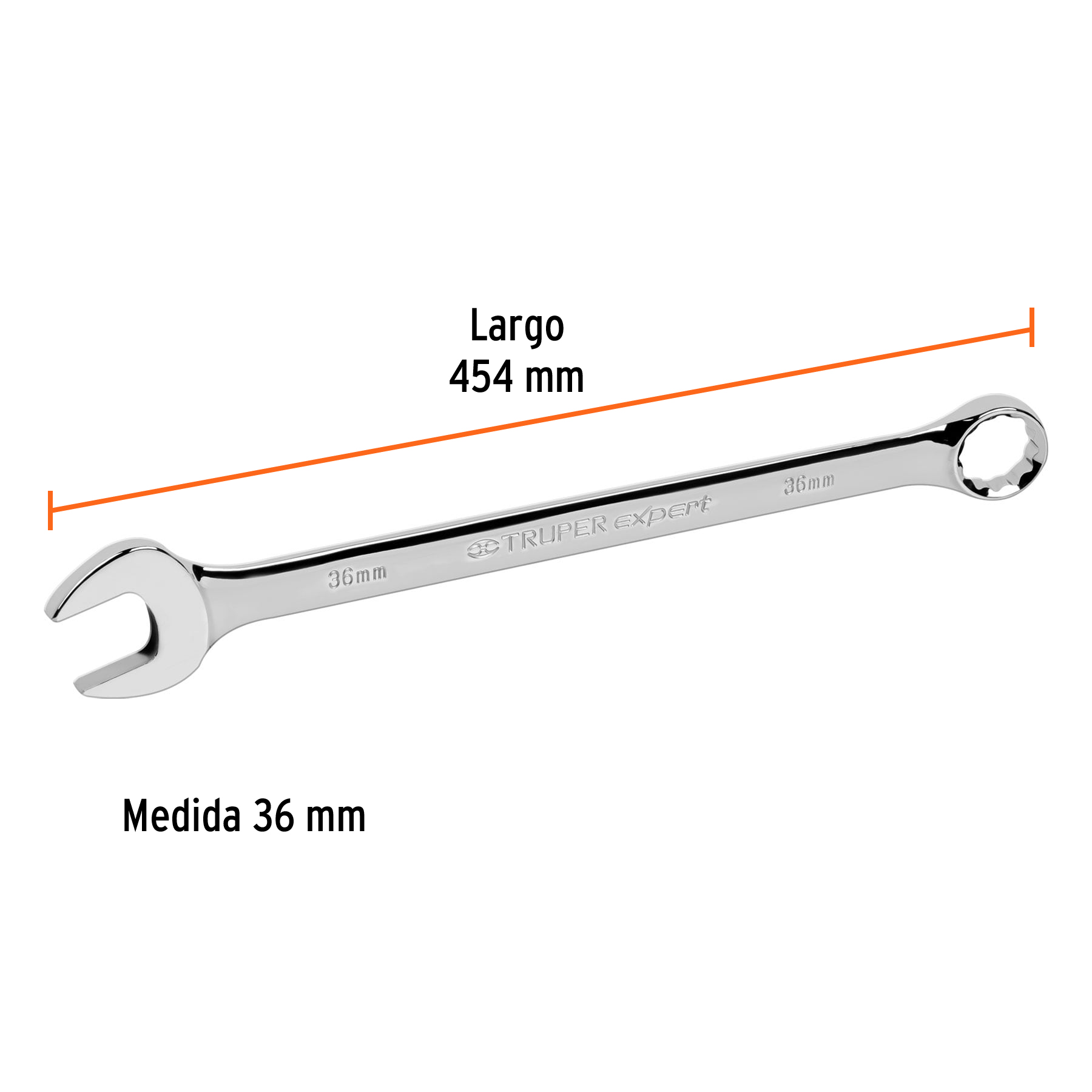 Llave combinada, extralarga, milimétrica, 36 x 505 mm - LL-2036M / 13820