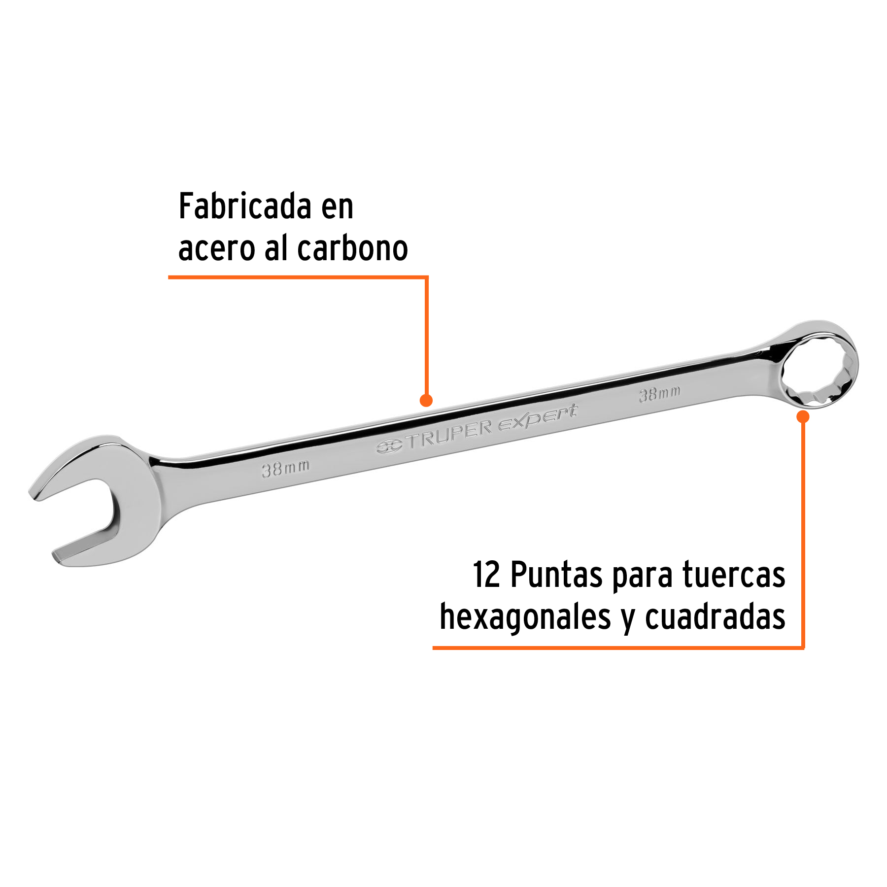 Llave combinada, extralarga, milimétrica, 38 x 510 mm - LL-2038M / 13821