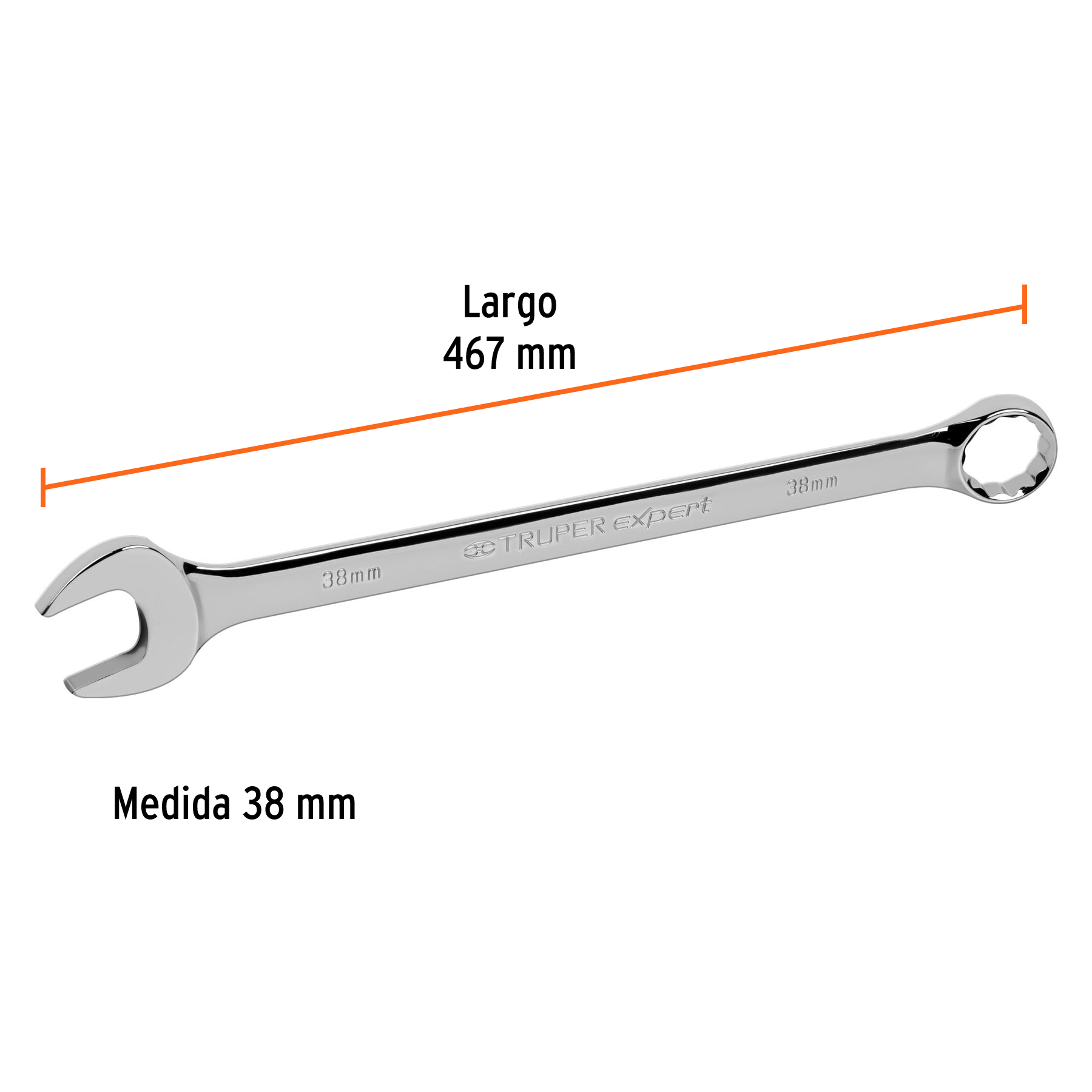 Llave combinada, extralarga, milimétrica, 38 x 510 mm - LL-2038M / 13821