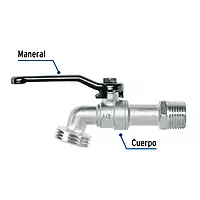 Llave de esfera de zinc 1/2", s/adaptador LL-21PS- 28200