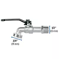 Llave de esfera de zinc 1/2", s/adaptador LL-21PS- 28200