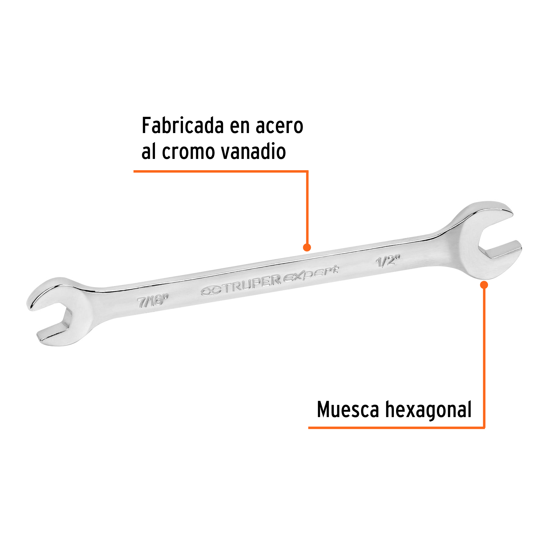 Llave española, 7/16 x 1/2' x 156 mm - LL-3025 / 15686
