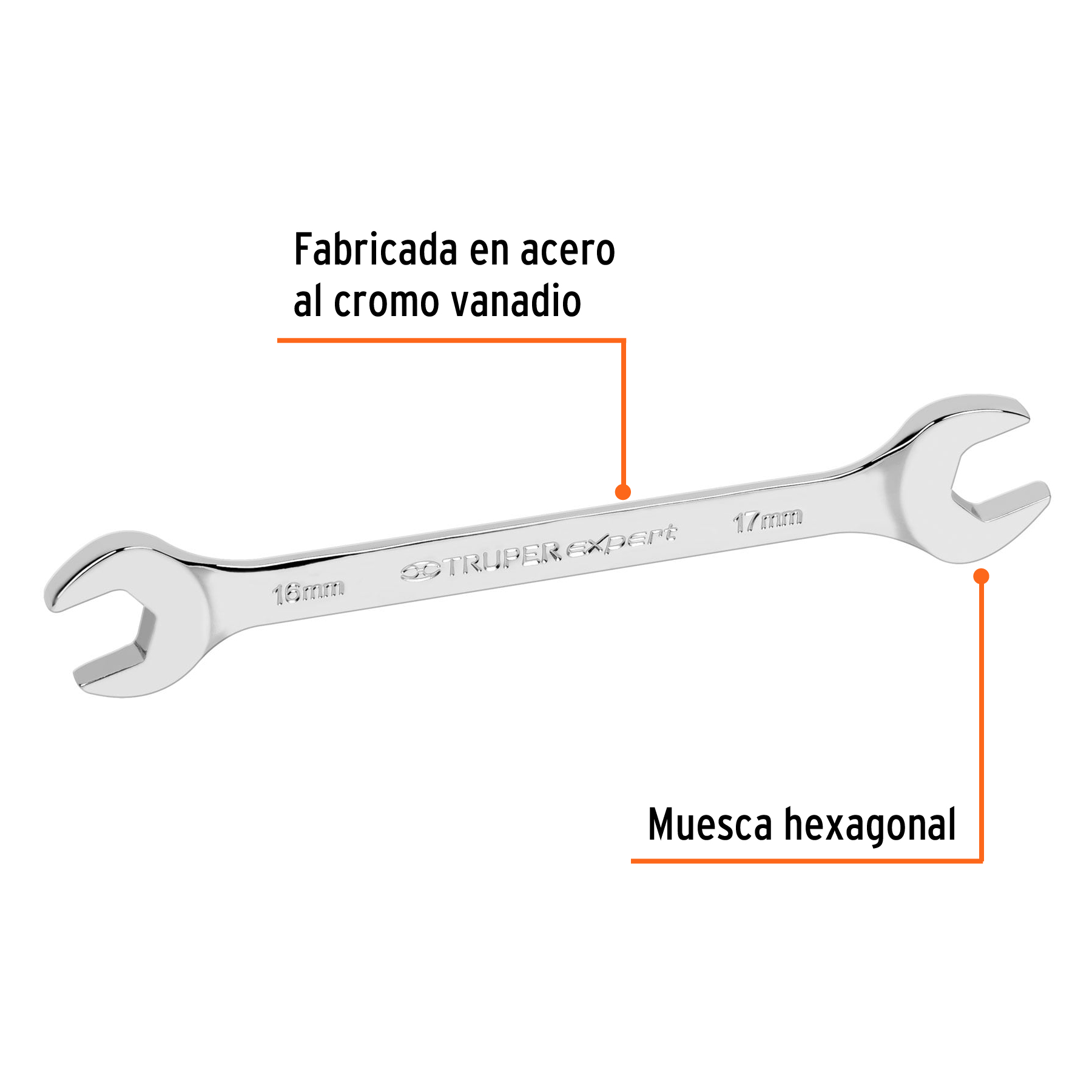 Llave española, milimétrica, 16 x 17 x 185 mm - LL-31617 / 15714