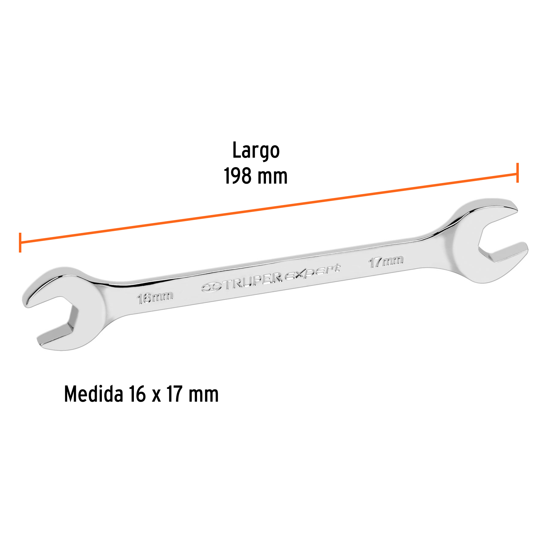 Llave española, milimétrica, 16 x 17 x 185 mm - LL-31617 / 15714