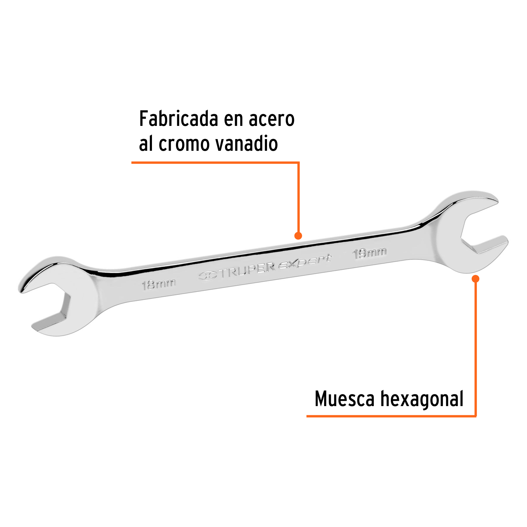 Llave española, milimétrica, 18 x 19 x 227 mm - LL-31819 / 15716
