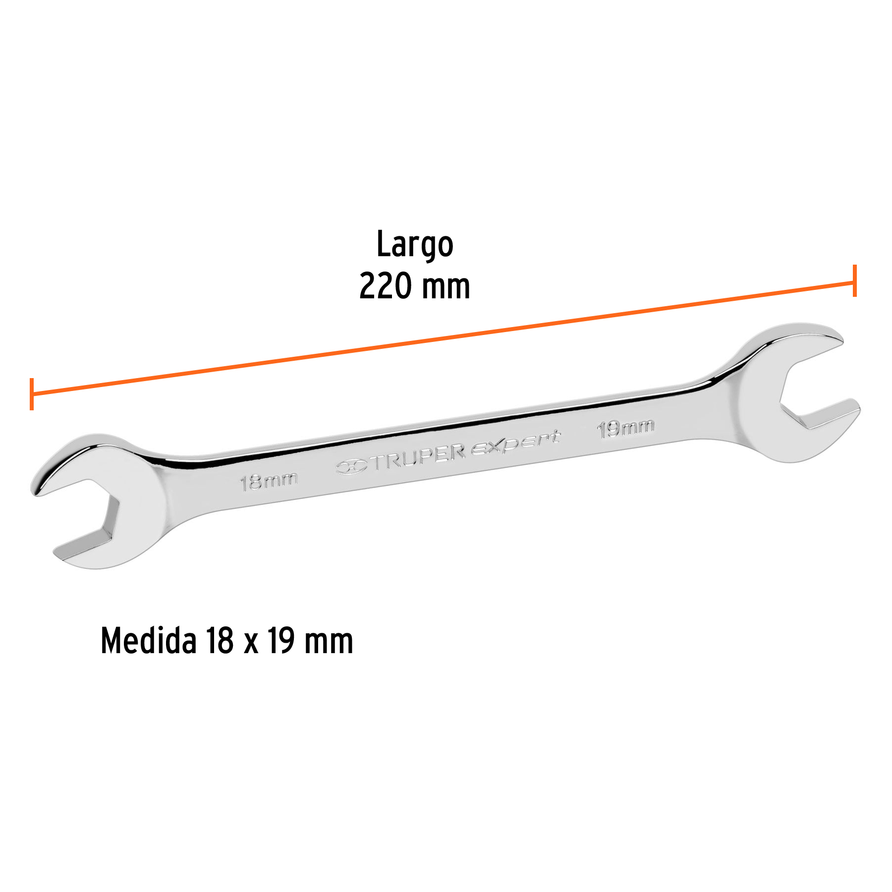 Llave española, milimétrica, 18 x 19 x 227 mm - LL-31819 / 15716