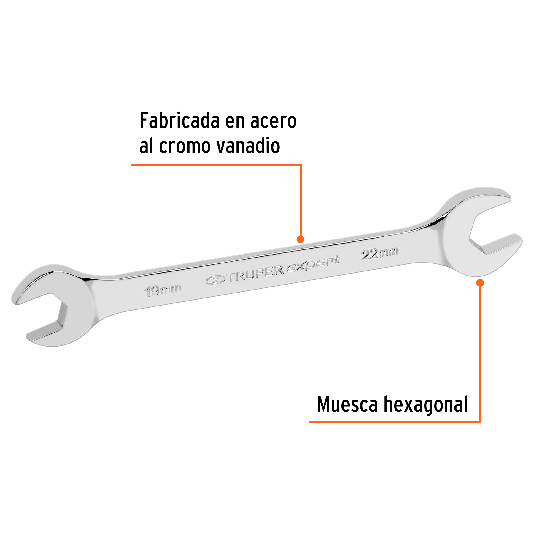 Llave española, milimétrica, 19 x 22 x 254 mm - LL-31922 / 15717