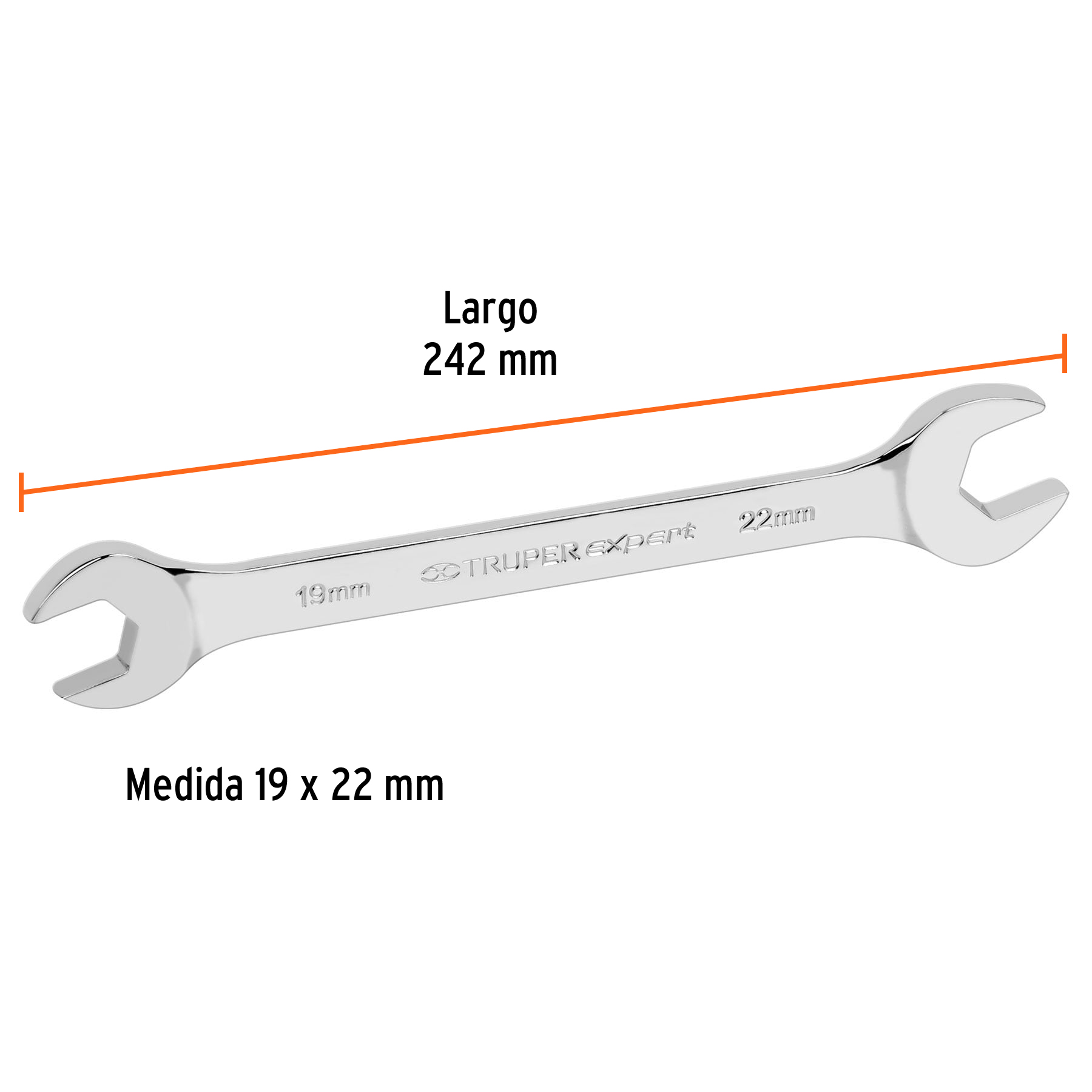 Llave española, milimétrica, 19 x 22 x 254 mm - LL-31922 / 15717