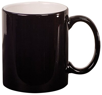 Personalized 11 oz. Black Ceramic Round LazerMug - Box of 36