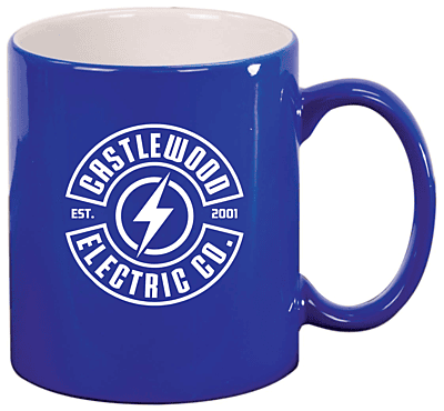 Personalized 11 oz. Blue Ceramic Round LazerMug - Box of 36