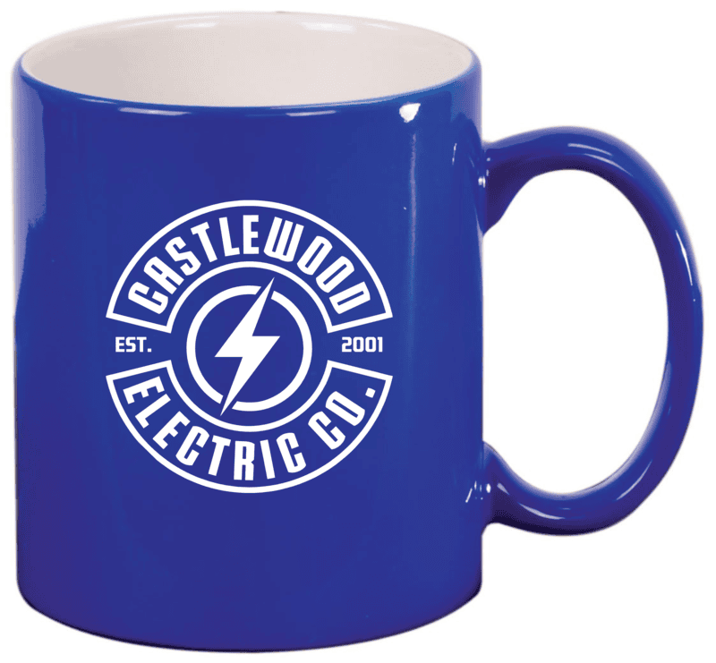 Personalized 11 oz. Blue Ceramic Round LazerMug - Box of 36