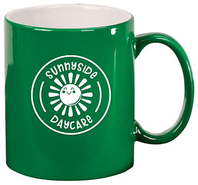 Personalized 11 oz. Green Ceramic Round LazerMug - Box of 36