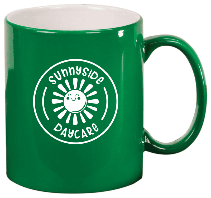 Personalized 11 oz. Green Ceramic Round LazerMug - Box of 36
