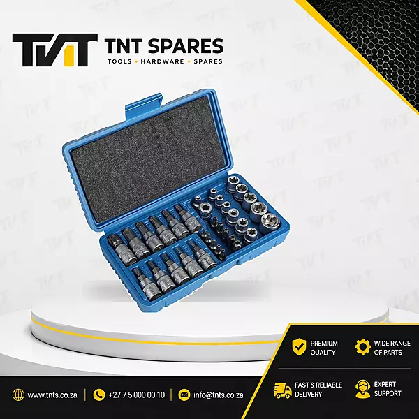 34-Piece Automotive Bit & E-Torx Socket Set