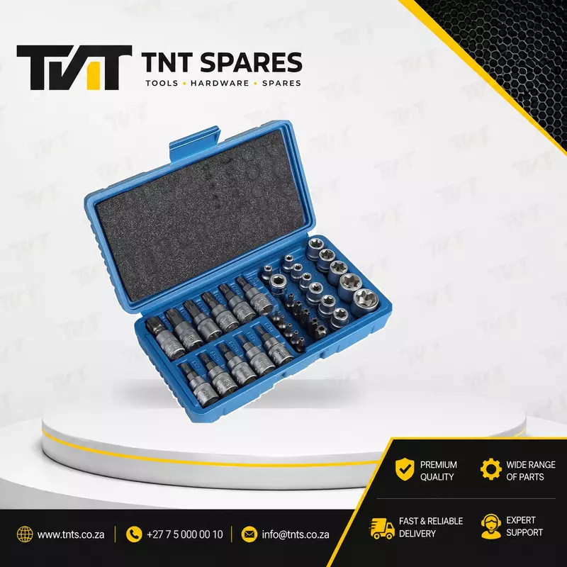 34-Piece Automotive Bit & E-Torx Socket Set