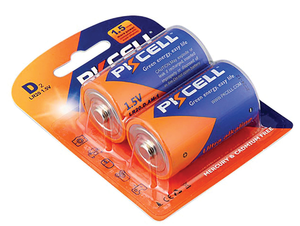 PKCELL D Batteries, 1.5V Alkaline Battery 2 Pack PKCELL D Batteries, 1.5V Alkaline Battery 2 Pack