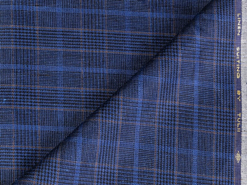 V LTL 39 NAVY WITH BROWN PRINCE OF WALES CHECK LINEN