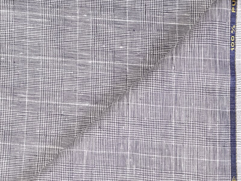 LTL 43 SLATE GREY WITH WHITE CHECK LINEN LTL 43 SLATE GREY WITH WHITE CHECK LINEN