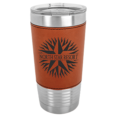 Personalized Polar Camel 20 oz. Rawhide Laserable Leatherette Tumbler with Clear Lid