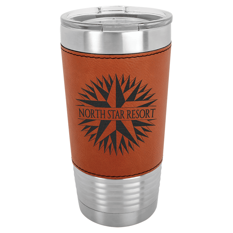 Personalized Polar Camel 20 oz. Rawhide Laserable Leatherette Tumbler with Clear Lid