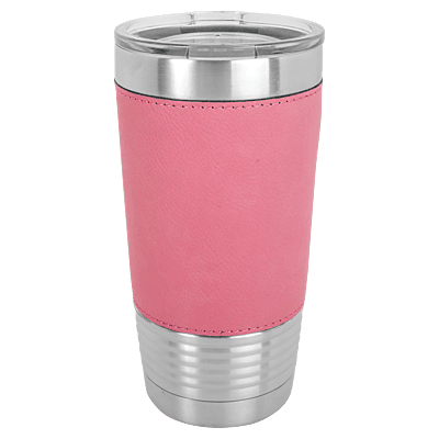 Polar Camel 20 oz. Pink Laserable Leatherette Tumbler with Clear Lid