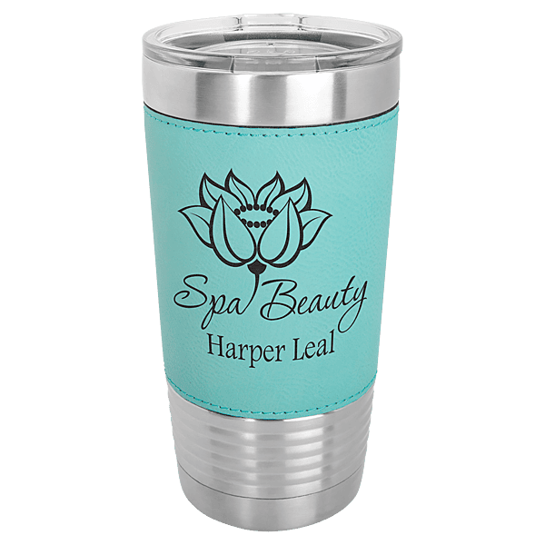 Personalized Polar Camel 20 oz. Teal Laserable Leatherette Tumbler with Clear Lid