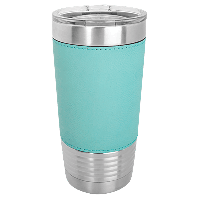 Personalized Polar Camel 20 oz. Teal Laserable Leatherette Tumbler with Clear Lid