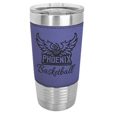Polar Camel 20 oz. Purple & Black Laserable Leatherette Tumbler with Clear Lid