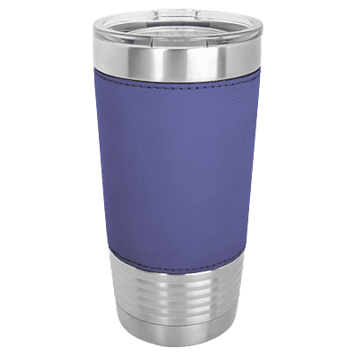 Polar Camel 20 oz. Purple & Black Laserable Leatherette Tumbler with Clear Lid