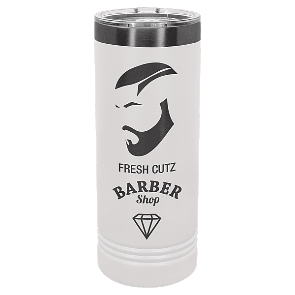 Polar Camel 22 oz. White & Ghost Black Skinny Tumbler with Slider Lid