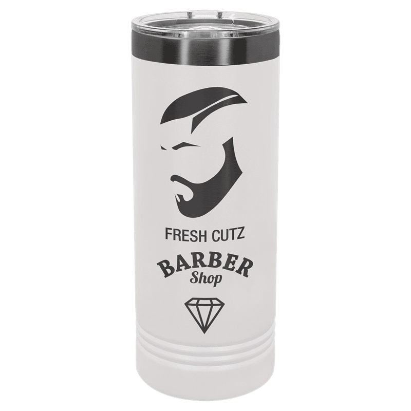 Polar Camel 22 oz. White & Ghost Black Skinny Tumbler with Slider Lid