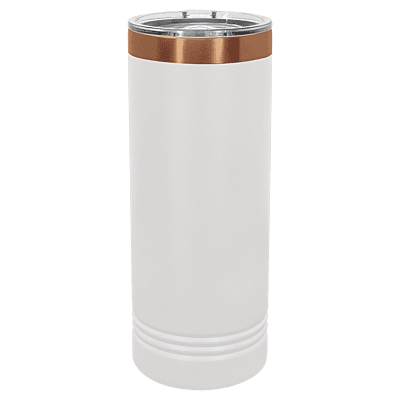 Laserable Polar Camel 22 oz. White/Rose Gold Skinny Tumbler