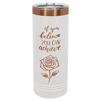 Laserable Polar Camel 22 oz. White/Rose Gold Skinny Tumbler