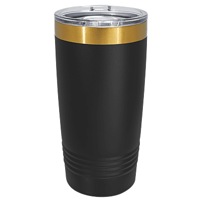 Polar Camel 20 oz. Black & Bright Gold ION-Plated Ringneck Tumbler with Slider Lid