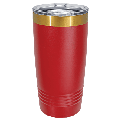 Polar Camel 20 oz. Red & Bright Gold ION-Plated Ringneck Tumbler with Slider Lid