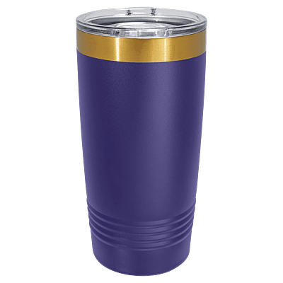 Polar Camel 20 oz. Purple & Bright Gold ION-Plated Ringneck Tumbler with Slider Lid