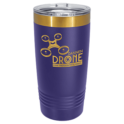 Polar Camel 20 oz. Purple & Bright Gold ION-Plated Ringneck Tumbler with Slider Lid