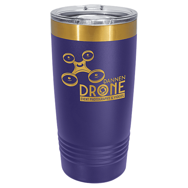 Polar Camel 20 oz. Purple & Bright Gold ION-Plated Ringneck Tumbler with Slider Lid