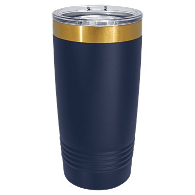 Polar Camel 20 oz. Navy & Bright Gold ION-Plated Ringneck Tumbler with Slider Lid