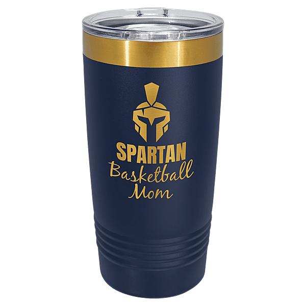 Polar Camel 20 oz. Navy & Bright Gold ION-Plated Ringneck Tumbler with Slider Lid