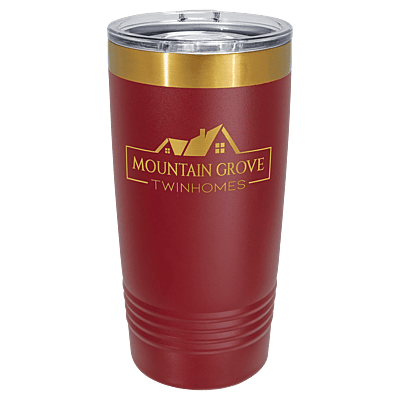 Polar Camel 20 oz. Maroon & Bright Gold ION-Plated Ringneck Tumbler with Slider Lid