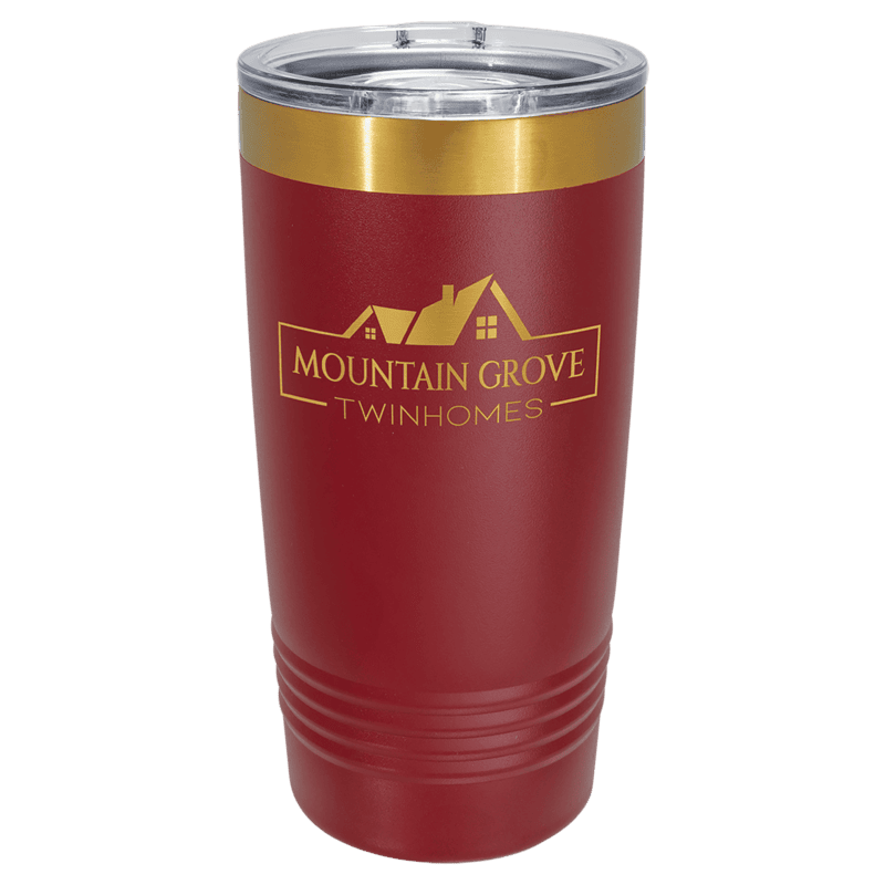 Polar Camel 20 oz. Maroon & Bright Gold ION-Plated Ringneck Tumbler with Slider Lid
